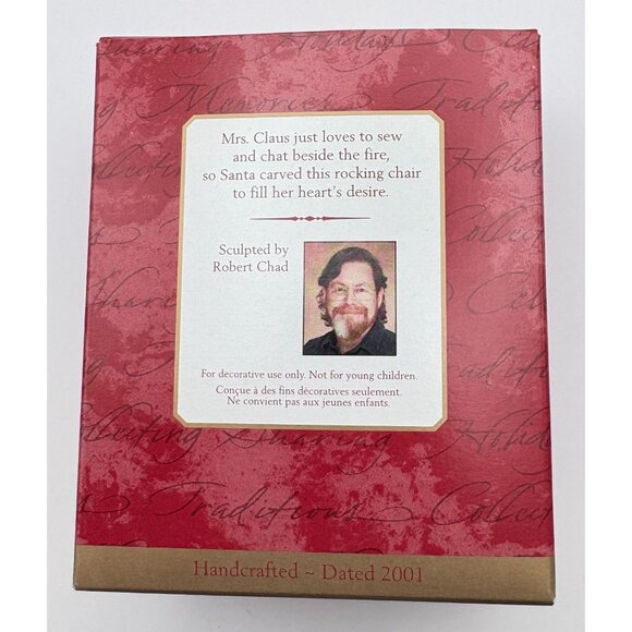 Hallmark Keepsake Mrs. Claus's Chair Christmas Ornament 2001 Quilt White Cat - Picture 4 of 12